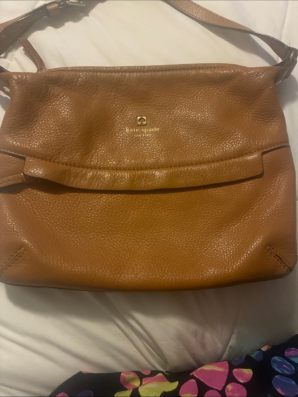kate spade Pebbled Leather Shoulder Bag in Brown